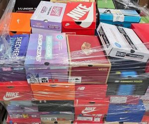 Wholesale shoes liquidation pallets stocked in Indiana warehouse ready for shipping